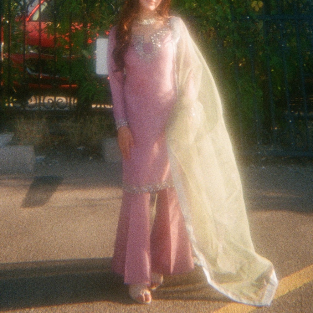 Embellished Lavender Kurta with Green Dupatta